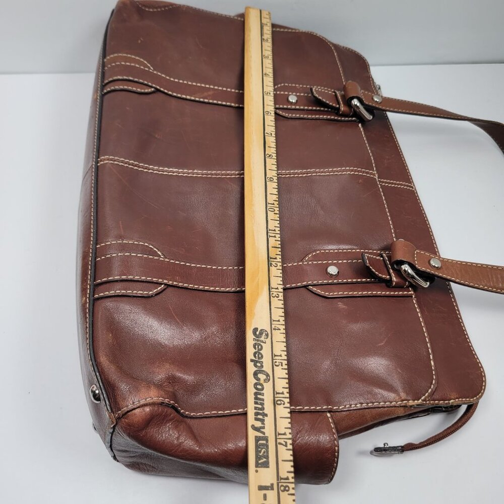 VTG Fossil Executive Women's Brown Leather Tote Shoulder Bag - Picture 12 of 12